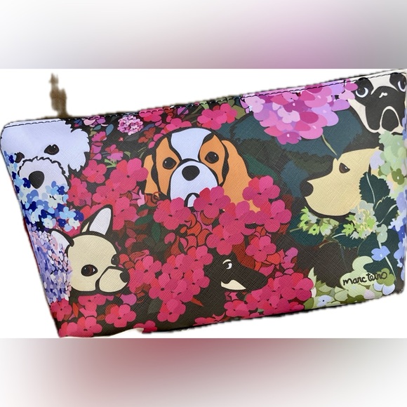 Marc Tetro Cosmetic Bag - Dog & Flowers NWT - Picture 2 of 5
